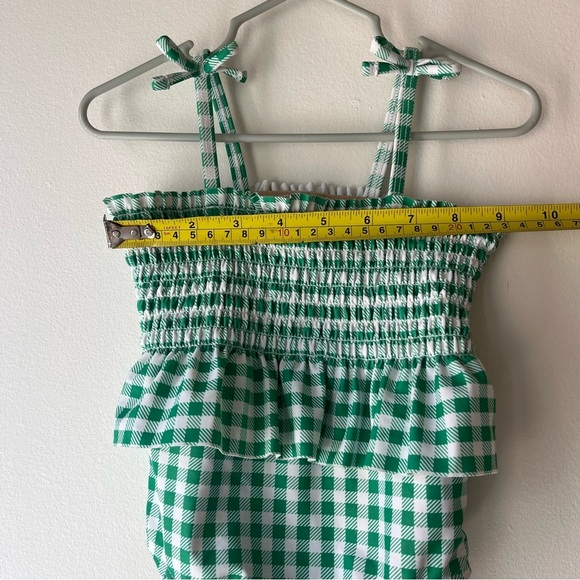 🌼 5/$25 Old Navy Baby Girl Green Gingham Smocked Ruffle Swimsuit 18–24M - Picture 6 of 7